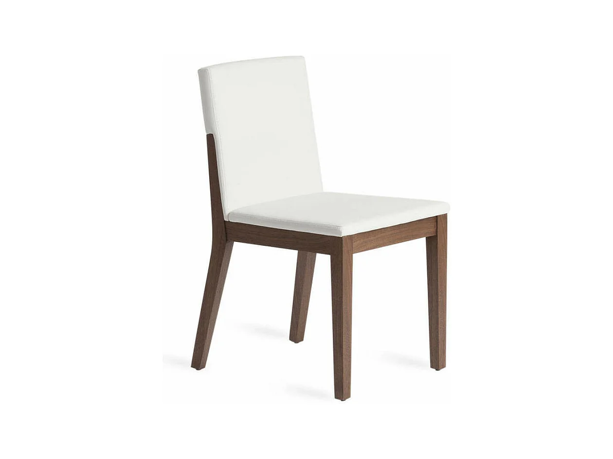 Chaise bois noyer et simili cuir Moona - Lot de 2-Couleur Aqua 04 Beige