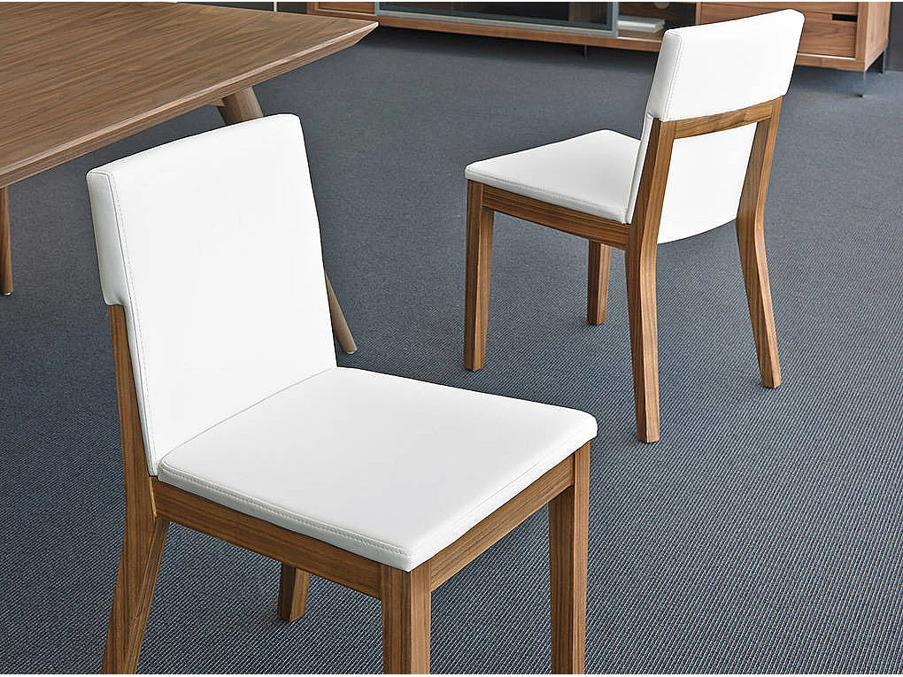 Chaise bois noyer et simili cuir Moona - Lot de 2-Couleur Aqua 23 Chocolat