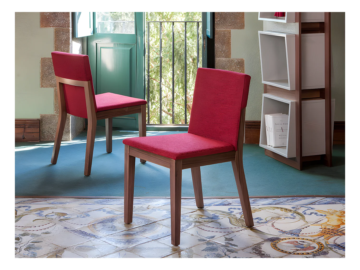 Chaise bois noyer et tissu Moona - Lot de 2-Couleur MIRAGE 10