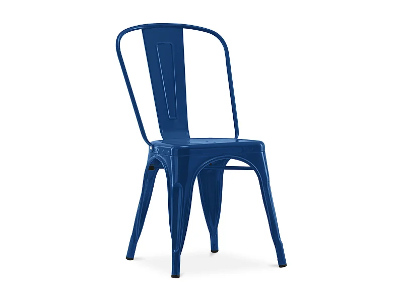 Chaise industrielle acier brillant renforcé Kalax --Couleur Bleu foncé