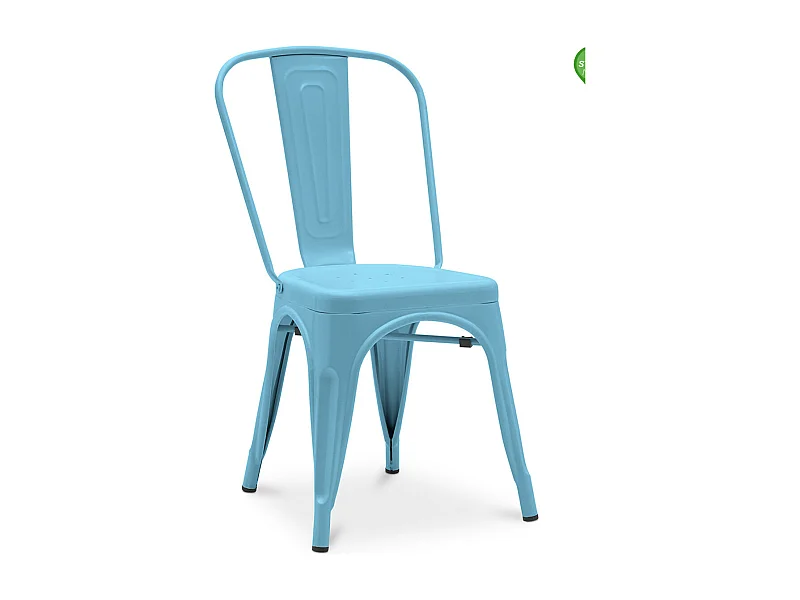 Chaise industrielle acier mat renforcé Kalax --Couleur Bleu turquoise