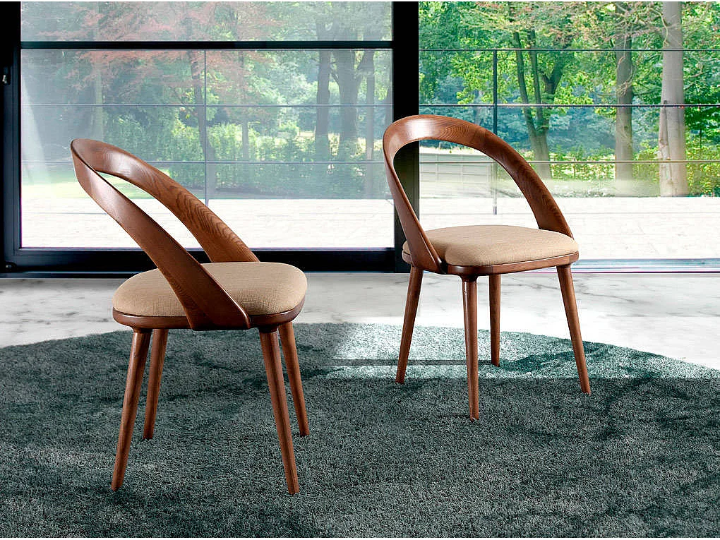 Chaise bois de frêne noyer et simili cuir Lazy - Lot de 2-Couleur MIRAGE 16