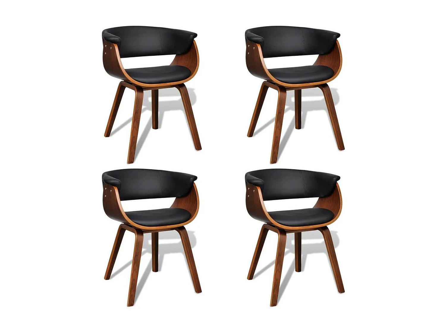 Chaises de salle à manger 4 pcs Bois courbé et similicuir 2