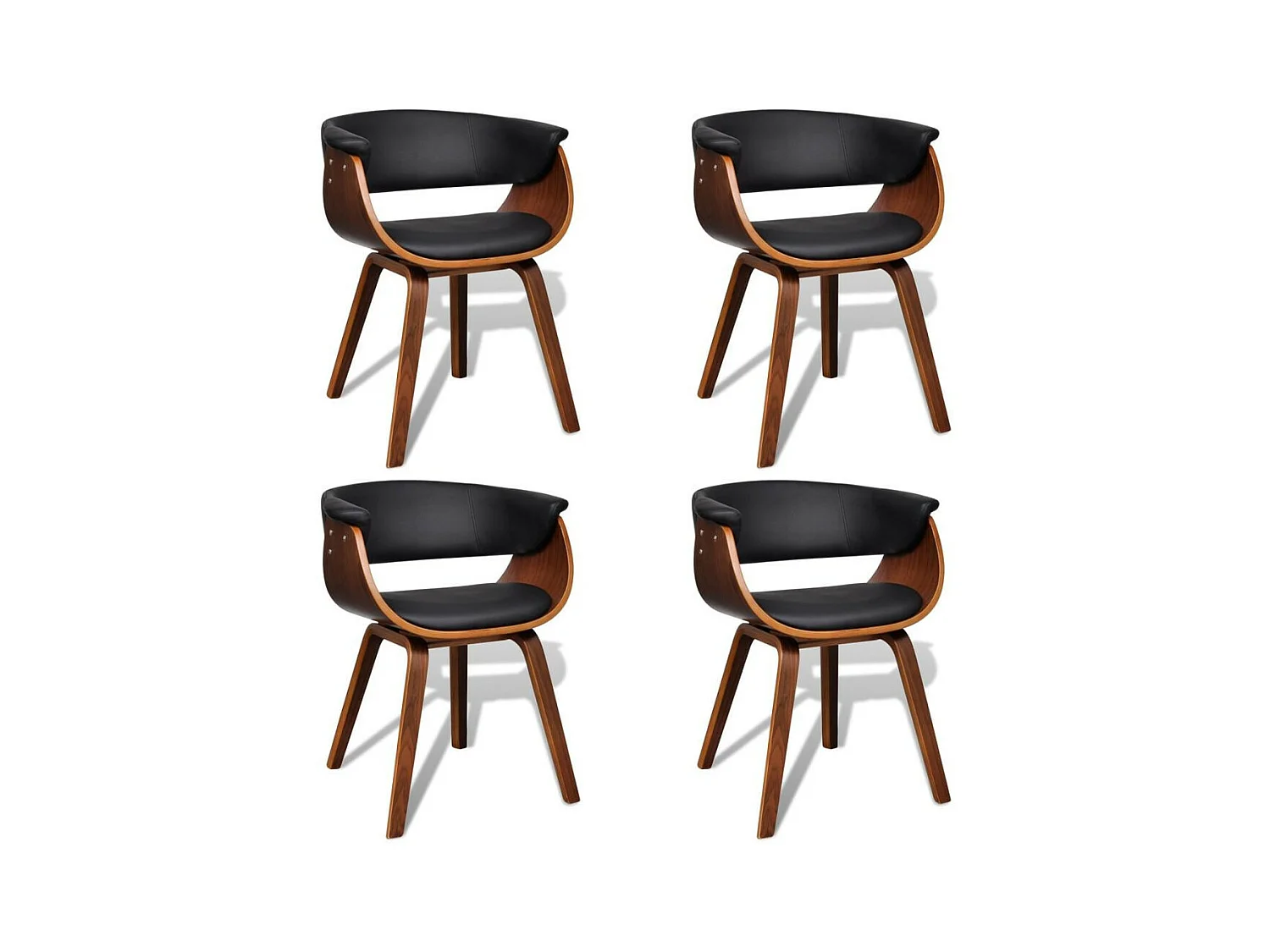 Chaises de salle à manger 4 pcs Bois courbé et similicuir 2
