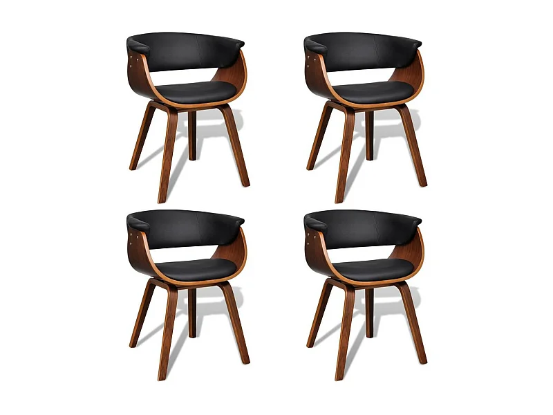 Chaises de salle à manger 4 pcs Bois courbé et similicuir 2