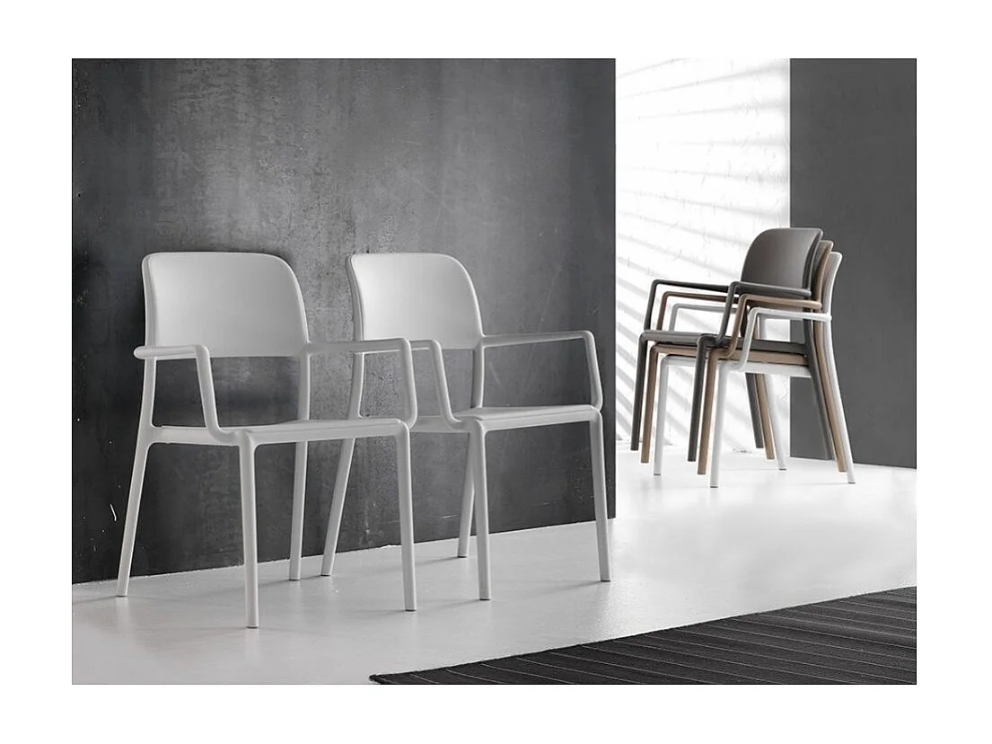 Fauteuil empilable design Lyvia - Lot de 4-Couleur Gris foncé