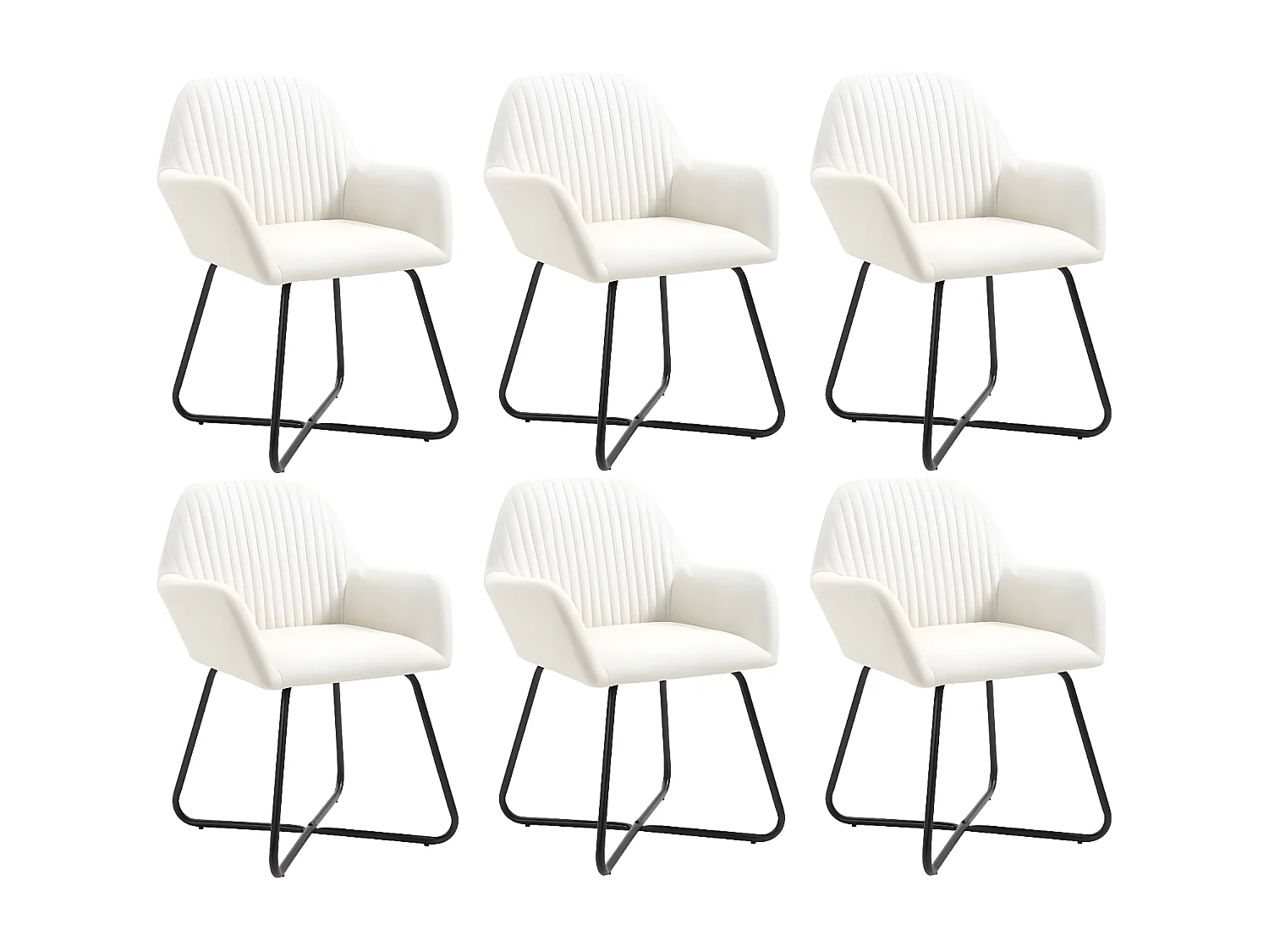 Eetkamerstoelen 6 st stof crèmekleurig