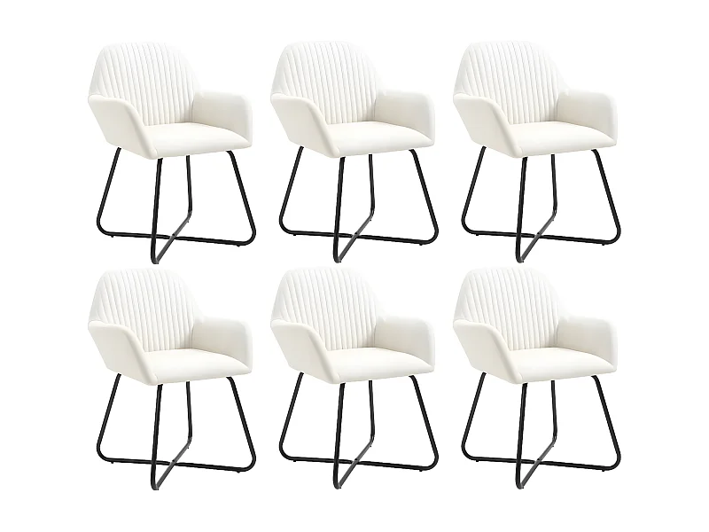 Chaises de salle à manger 6 pcs Crème Tissu 17