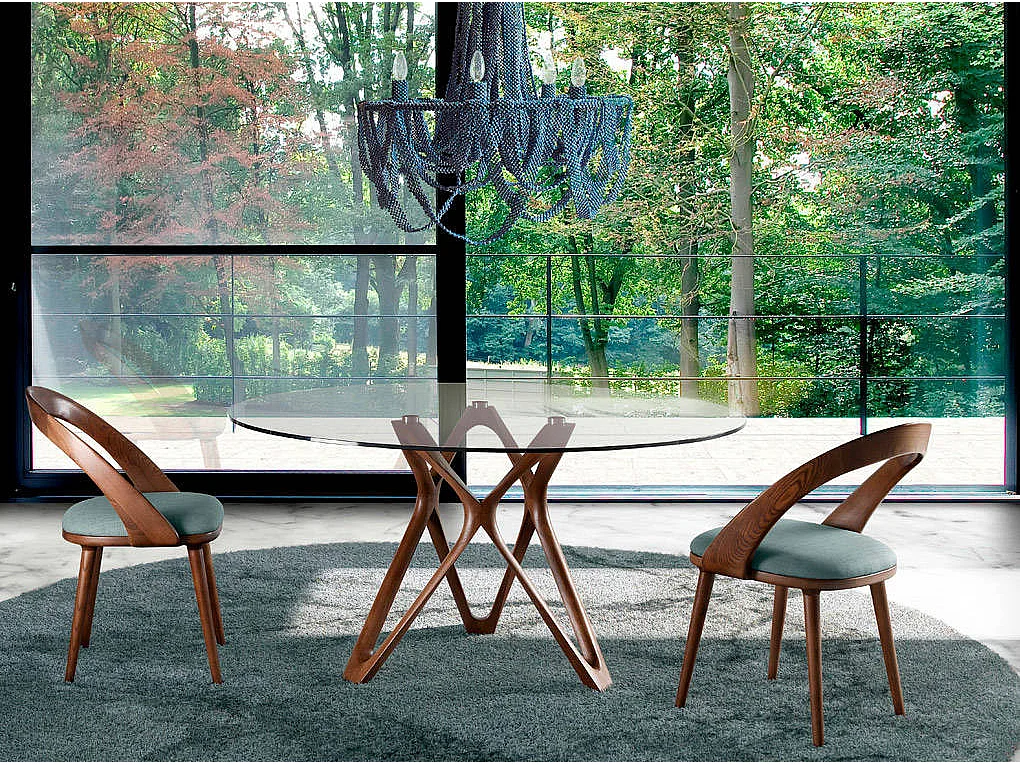 Chaise bois de frêne noyer et simili cuir Lazy - Lot de 2-Couleur DUO 51