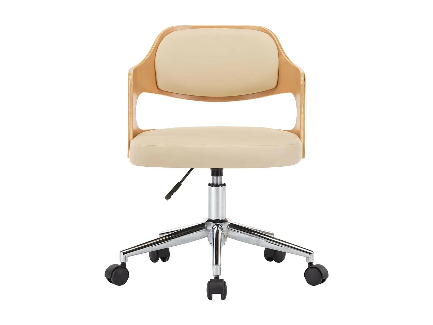 Chaise pivotante à dîner Crème Bois courbé et similicuir