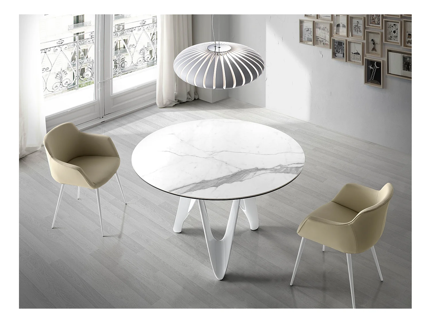 Kunstleren stoel en Keva stalen poten-Kleur Aqua 11 Kameel