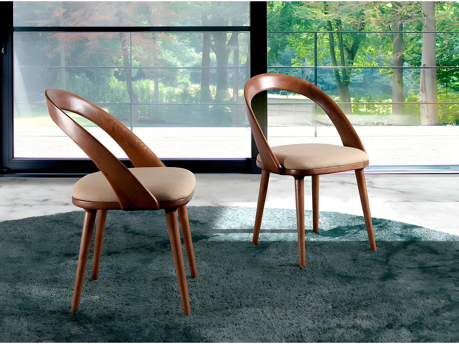 Chaise bois de frêne noyer et simili cuir Lazy - Lot de 2-Couleur MIRAGE 63