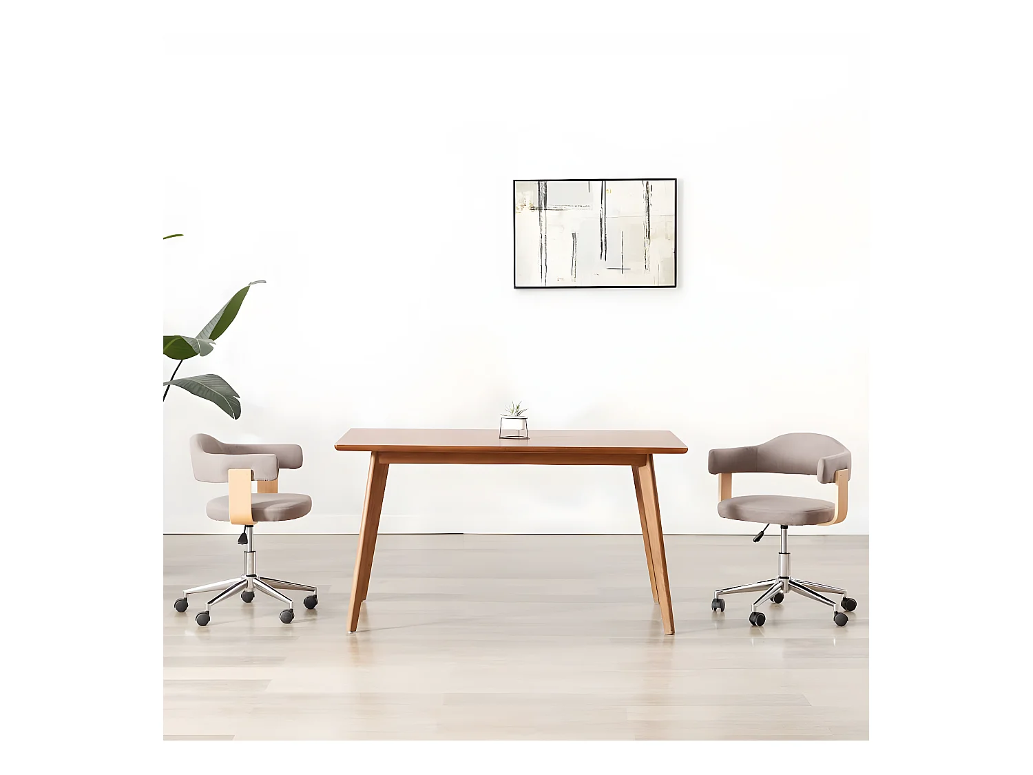Chaises pivotantes à dîner 2 pcs Taupe Bois courbé et tissu 2