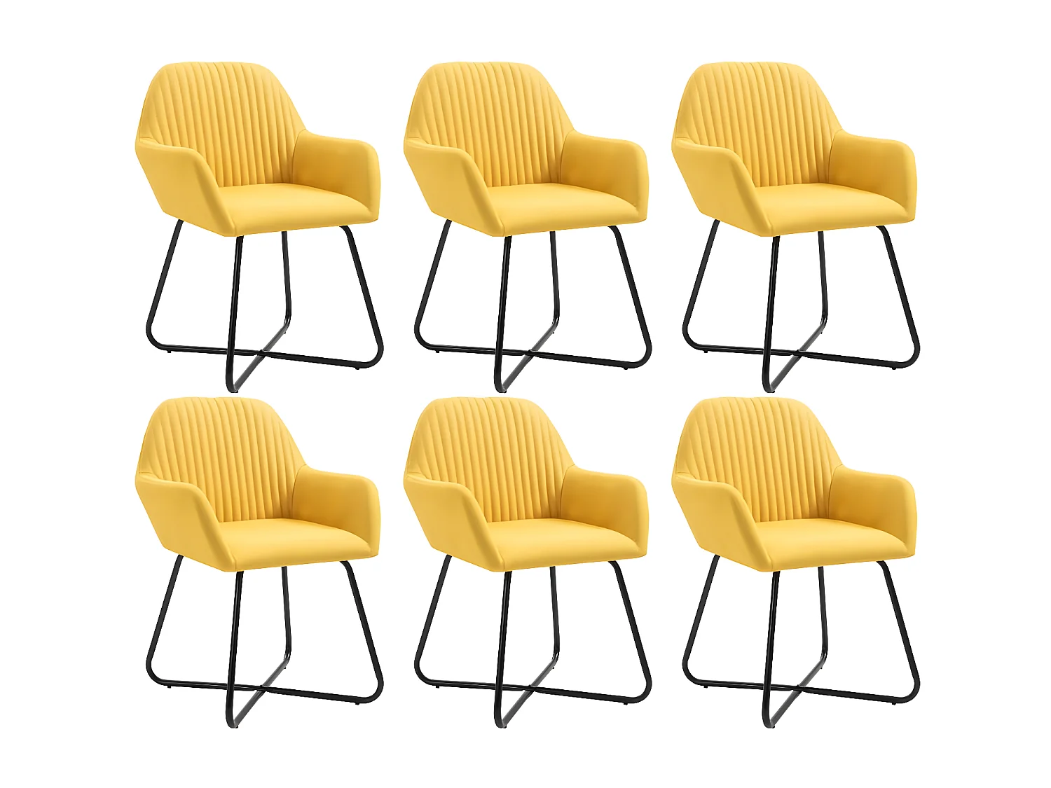 Chaises de salle à manger 6 pcs Jaune Tissu 4