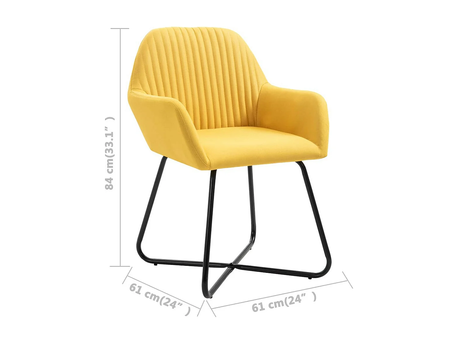 Chaises de salle à manger 6 pcs Jaune Tissu 4