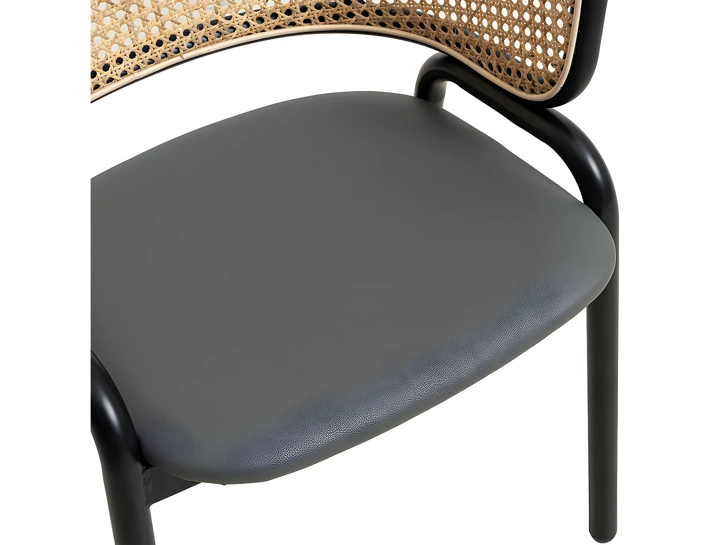 Koby stoel van zwart gelakt metaal en natuurlijk rotan