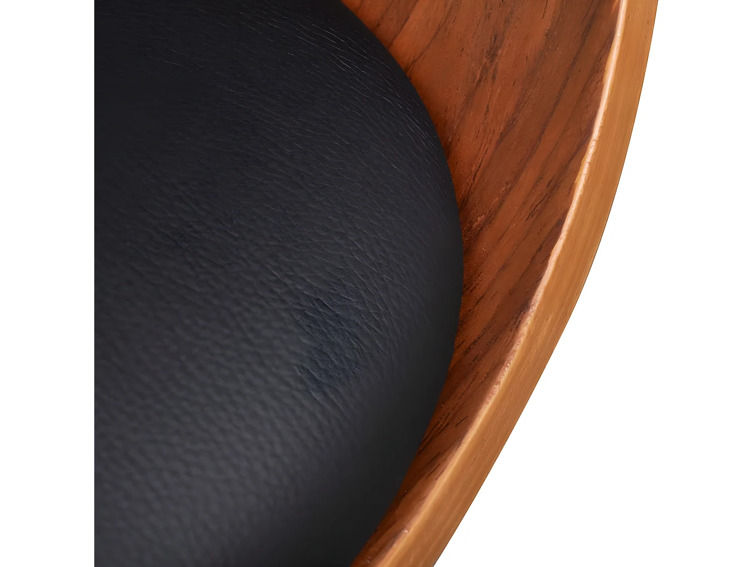 Chaise de salle à manger bois marron courbé et similicuir noir Kobaly- Lot de 2