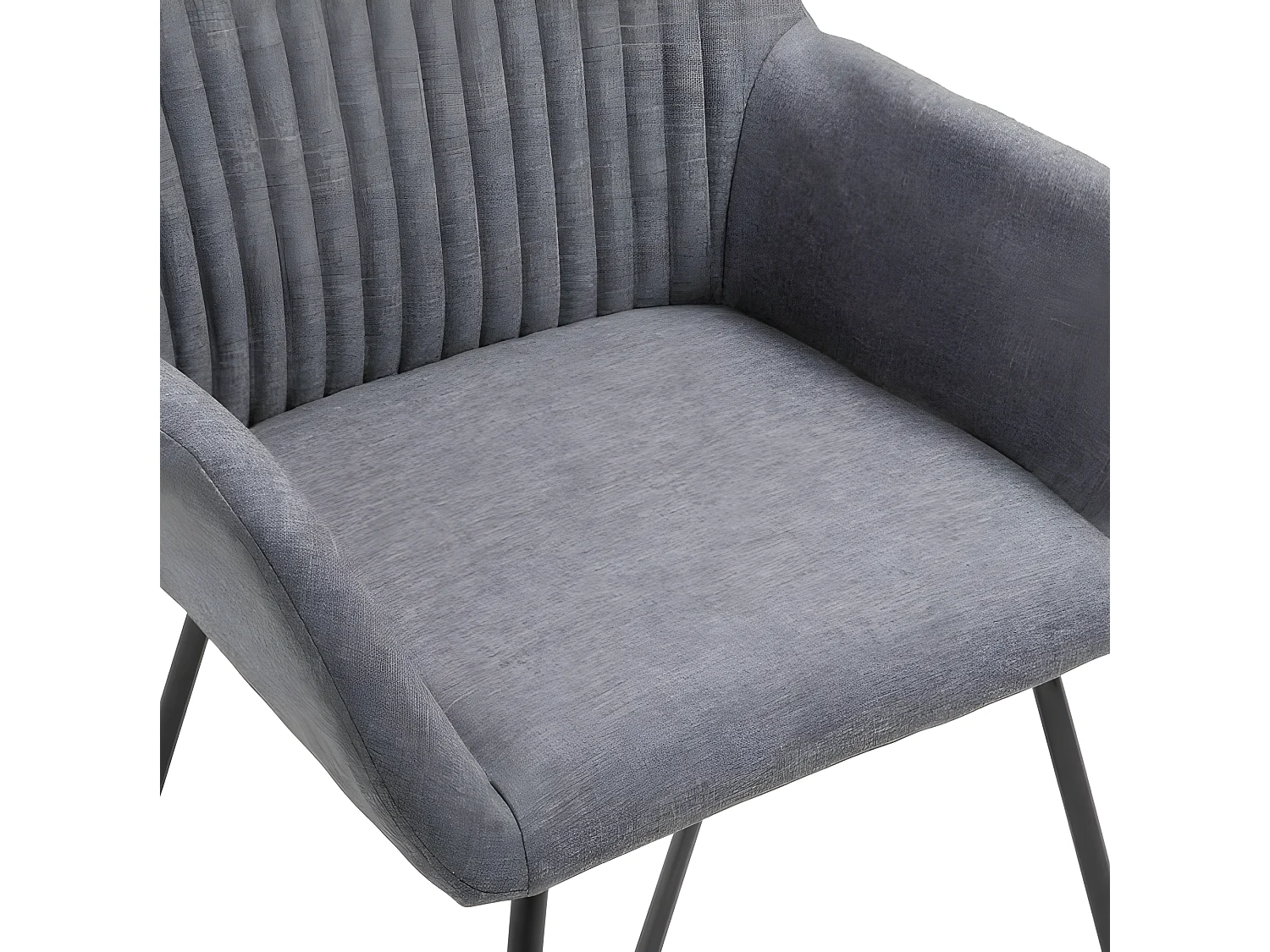 Chaise tissu gris foncé et pieds métal noir Mikee - Lot de 4