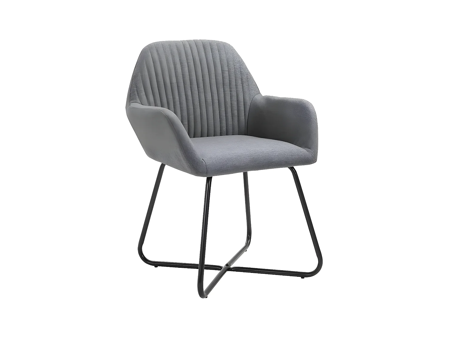 Chaise tissu gris foncé et pieds métal noir Mikee - Lot de 4