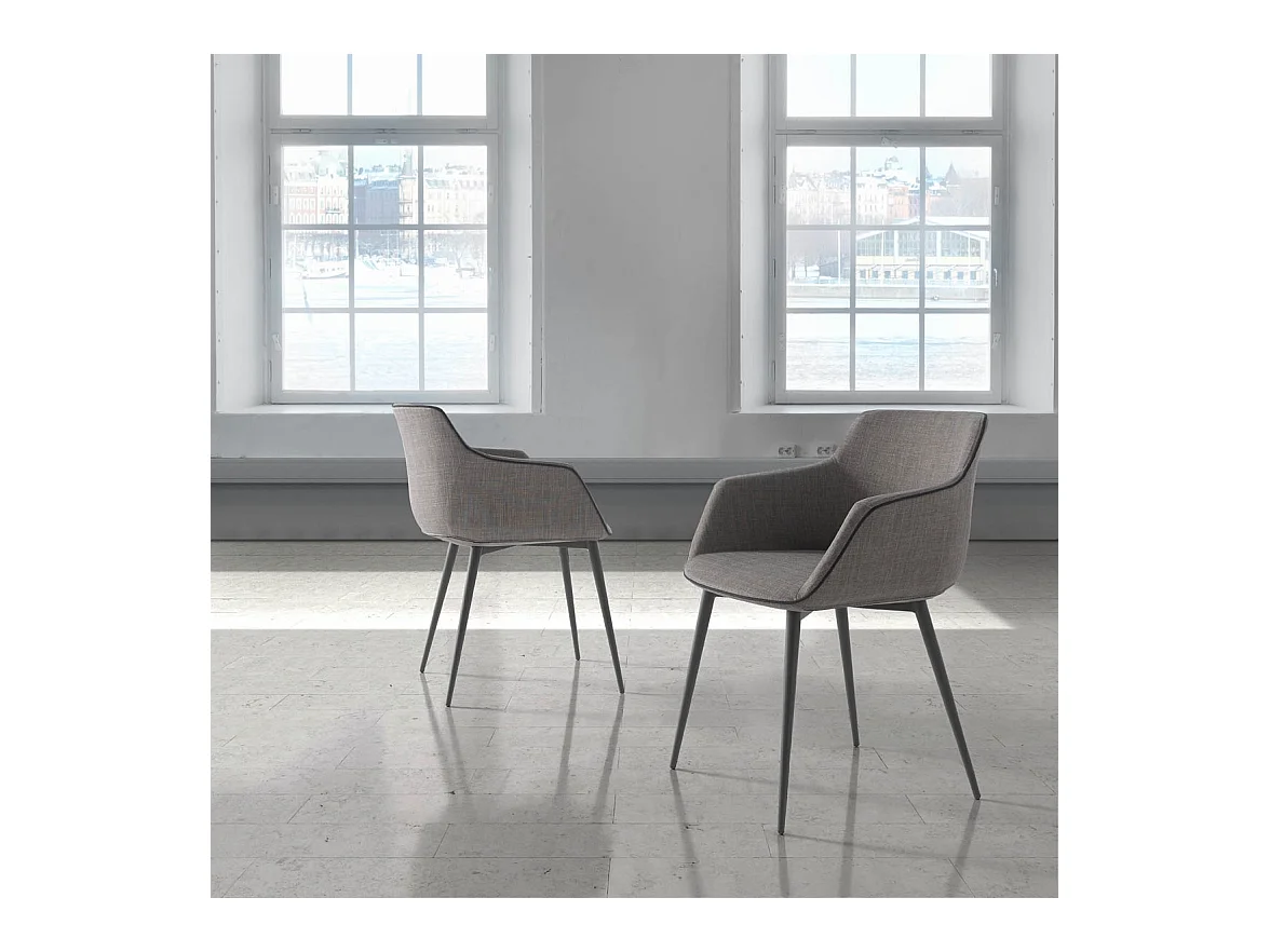 Chaise similicuir et pieds acier Keva-Couleur Aqua 18 Taupe foncé
