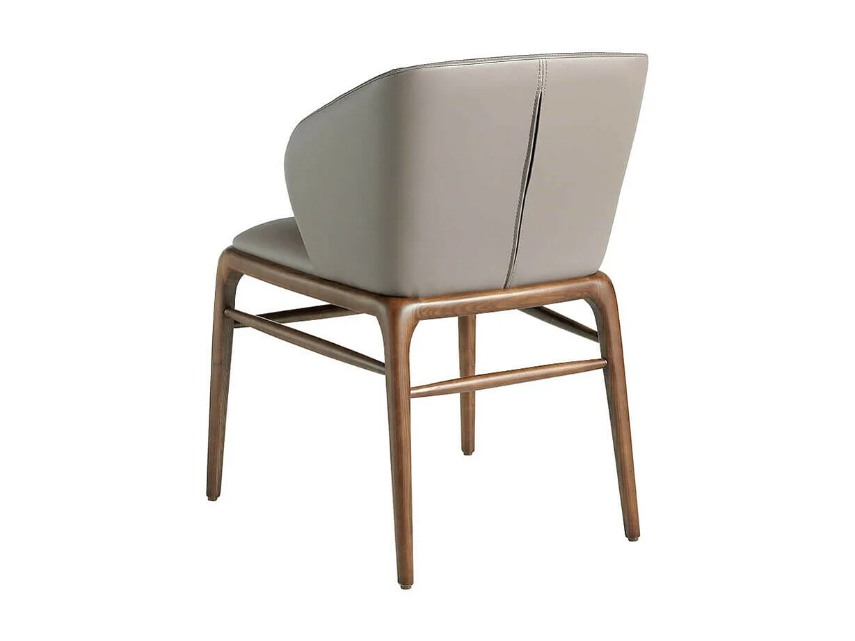 Chaise design en bois de frêne et simili cuir Riva - Lot de 2-Couleur Aqua 18 Taupe foncé