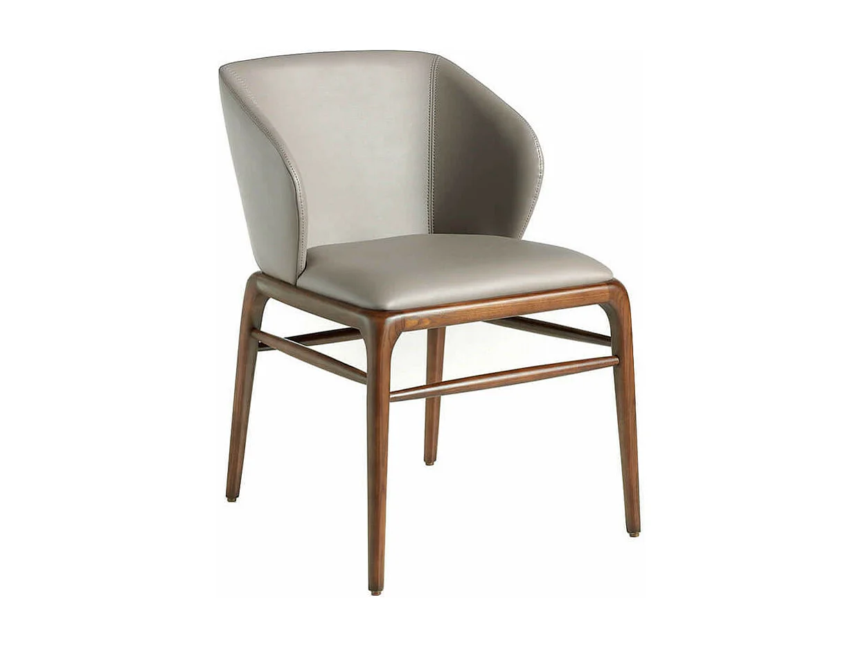 Chaise design en bois de frêne et simili cuir Riva - Lot de 2-Couleur Aqua 18 Taupe foncé