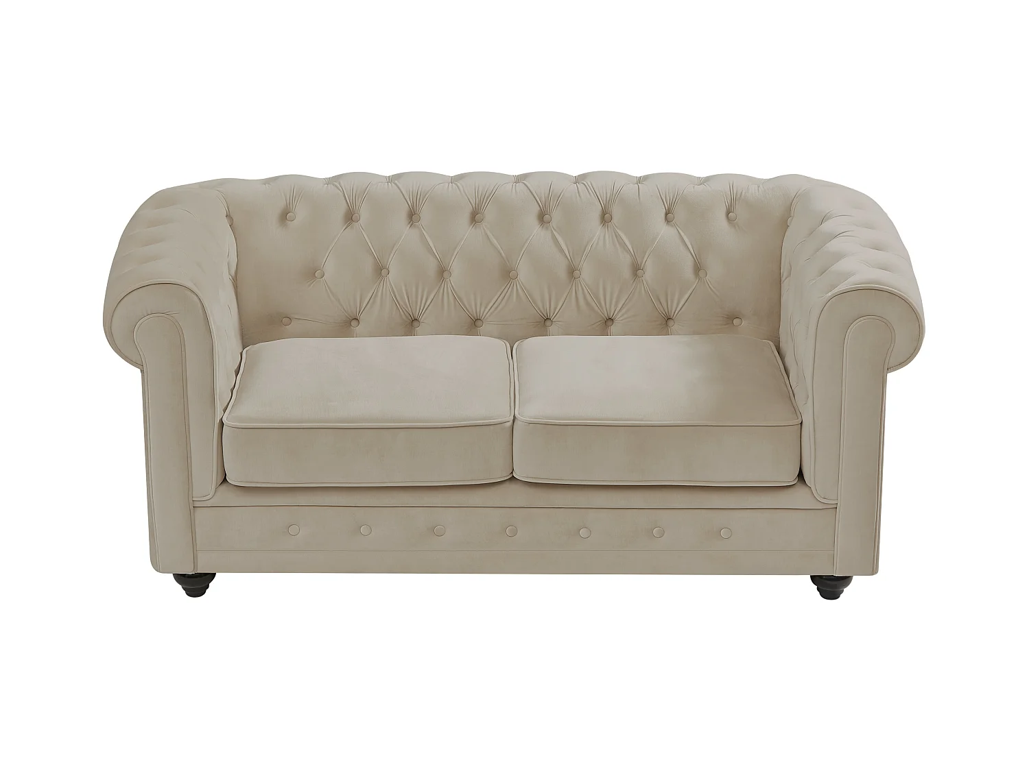 Canapé 3 places, 2 places et fauteuil en velours beige CHESTERFIELD