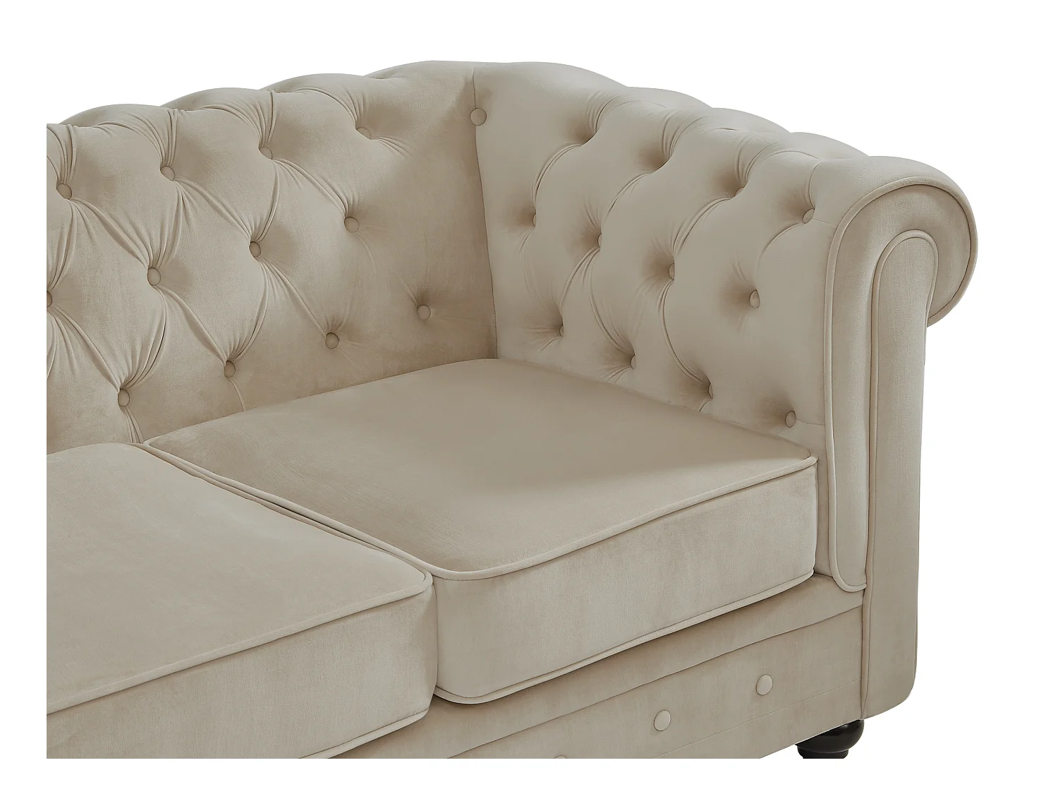 Sofa 3-Sitzer & Sessel - Samt - Beige - CHESTERFIELD