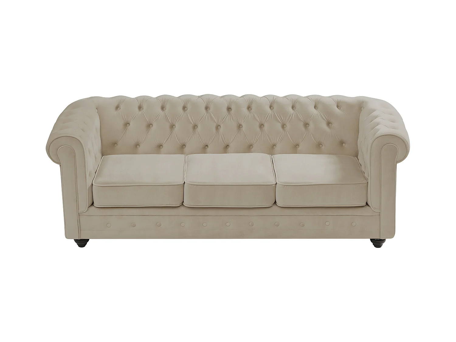 Sofa 3-Sitzer & Sessel - Samt - Beige - CHESTERFIELD