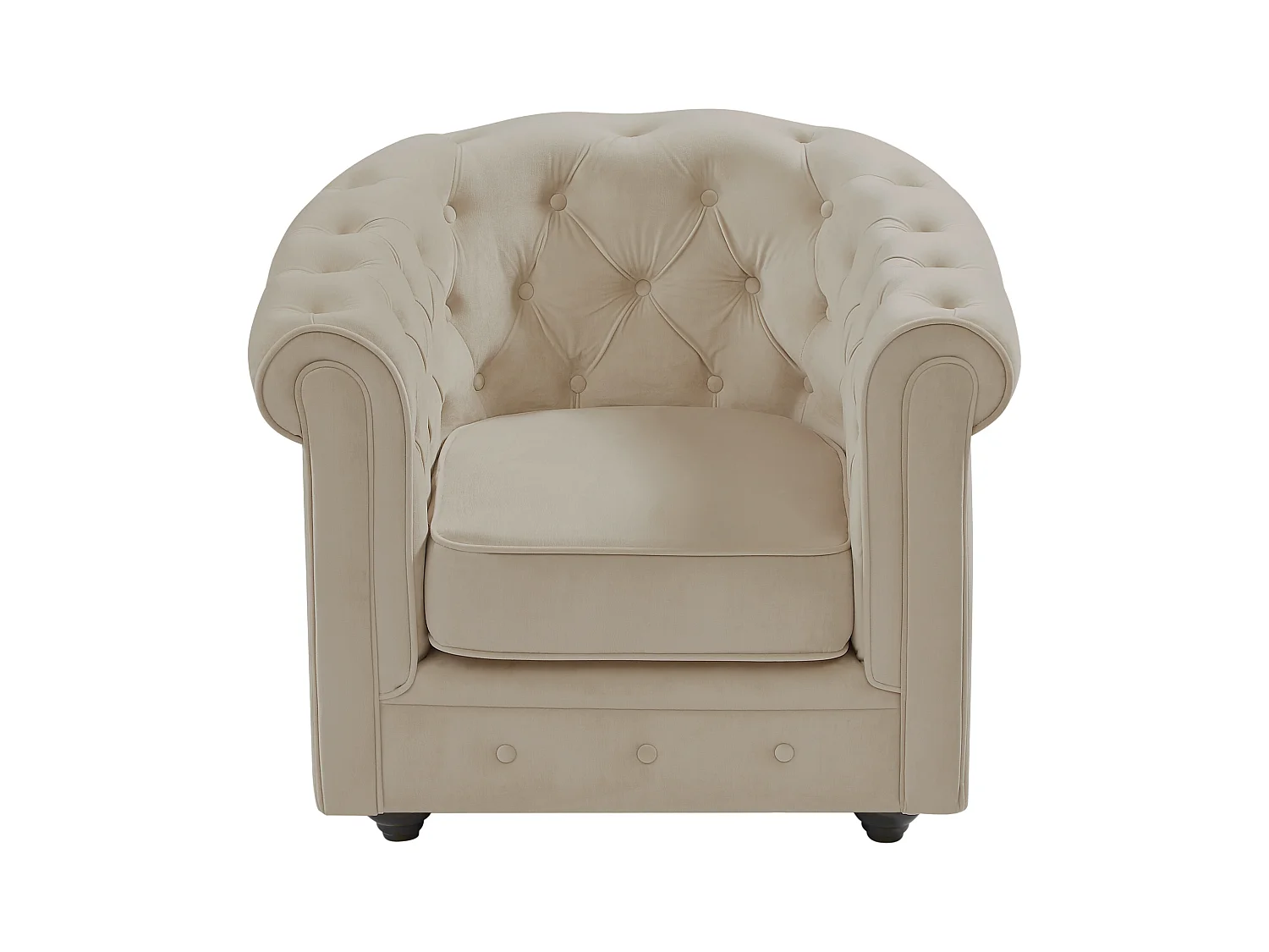 Sofa 3-Sitzer & Sessel - Samt - Beige - CHESTERFIELD