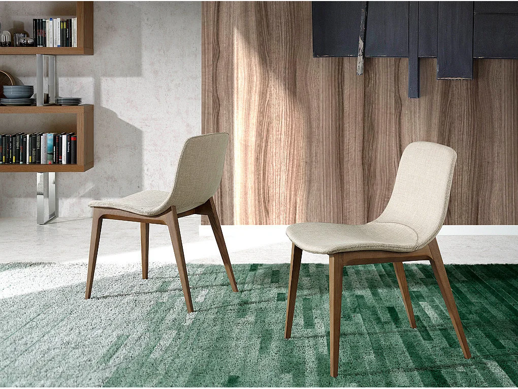 Chaise bois noyer et tissu Monda - Lot de 2-Couleur MIRAGE 45