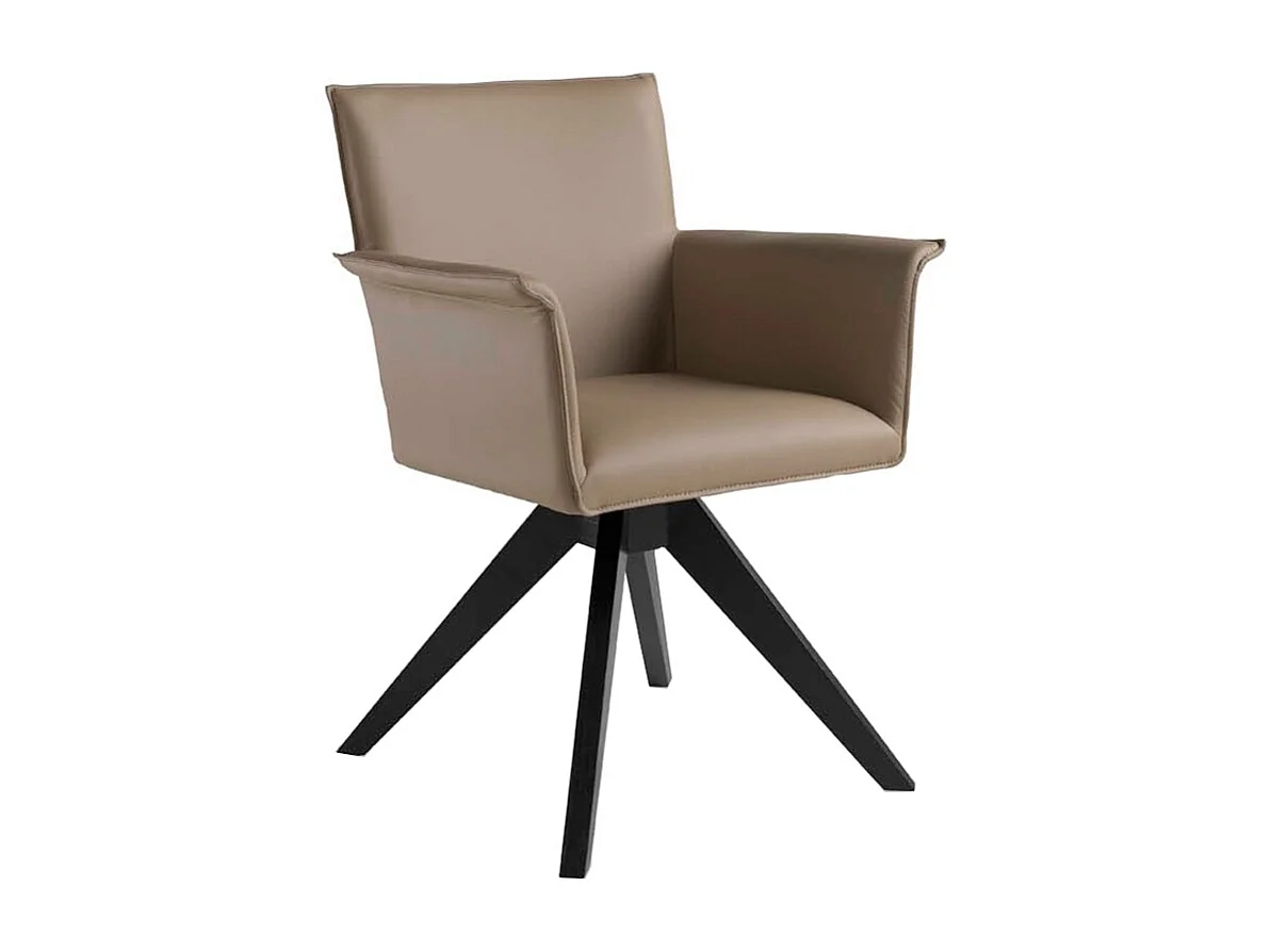 Chaise pivotante cuir et bois de frêne Lauri-Couleur MIRAGE 55