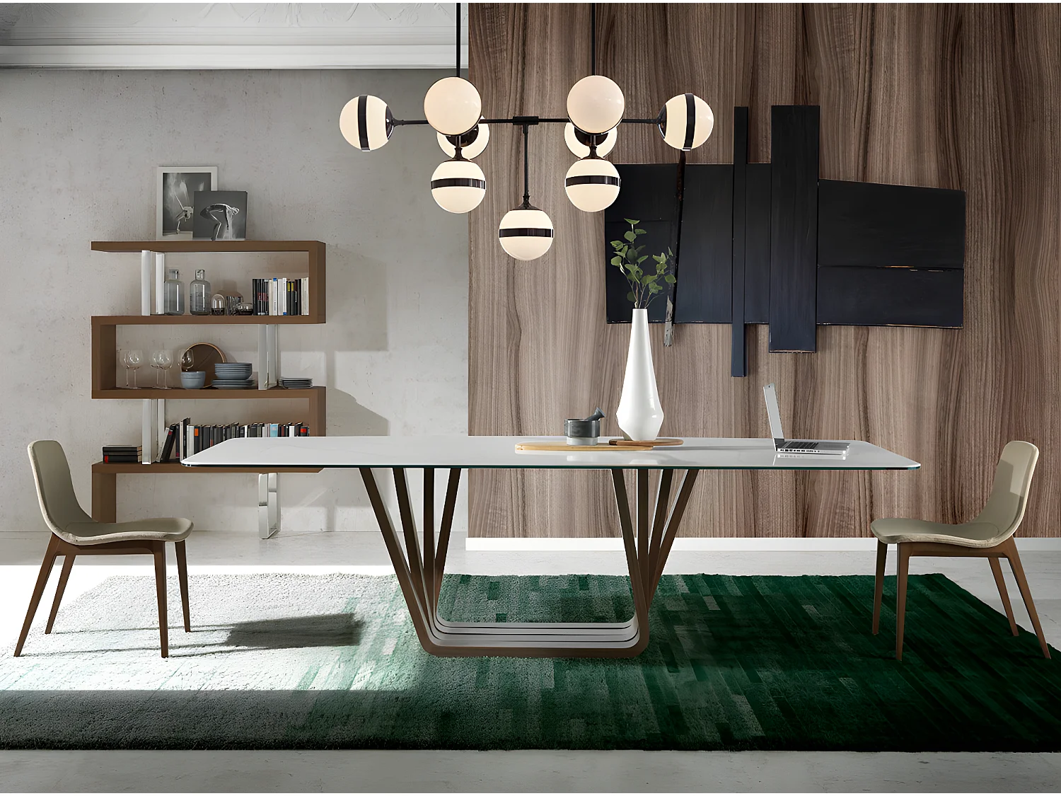 Stoel van notenhout en Monda-stof - Set van 2-Kleur MIRAGE 30