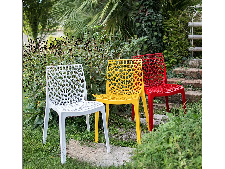 Silla apilable moderna Jardina-Blanco
