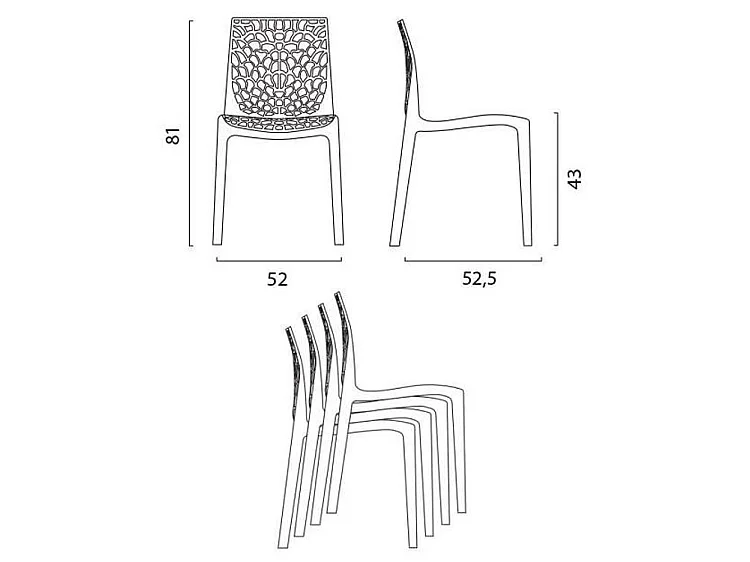 Silla apilable moderna Jardina-Amarillo