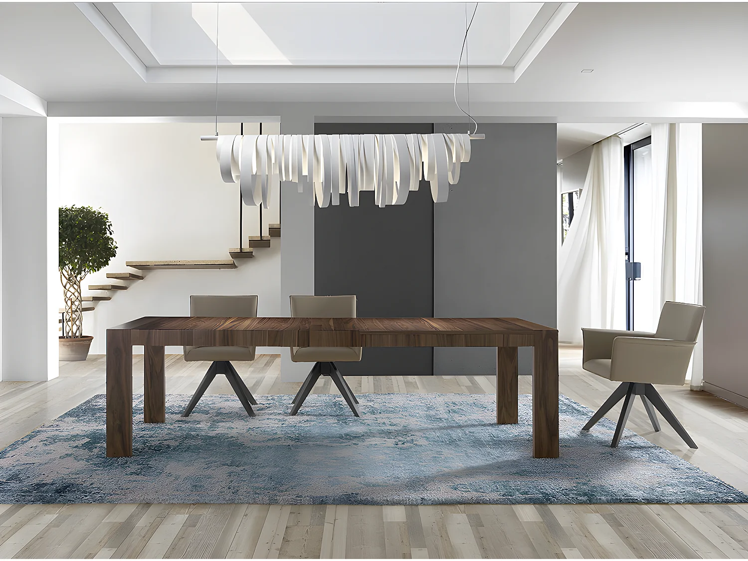 Chaise pivotante cuir et bois de frêne Lauri-Couleur MIRAGE 63