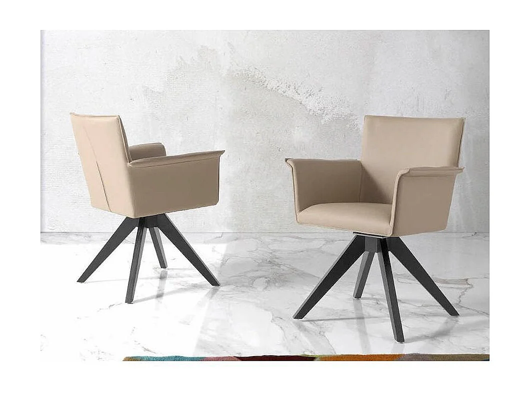 Chaise pivotante cuir et bois de frêne Lauri-Couleur MIRAGE 36