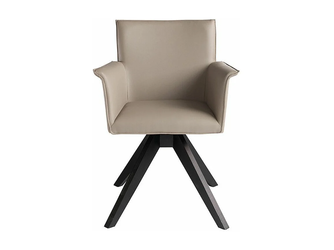 Chaise pivotante cuir et bois de frêne Lauri-Couleur MIRAGE 36