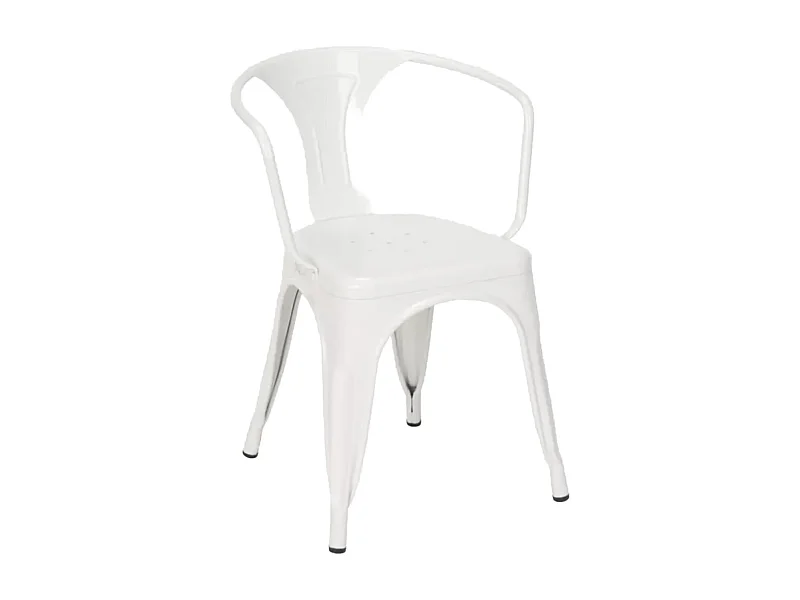 Chaise industrielle avec accoudoirs acier brillant Kuista-Couleur Blanc