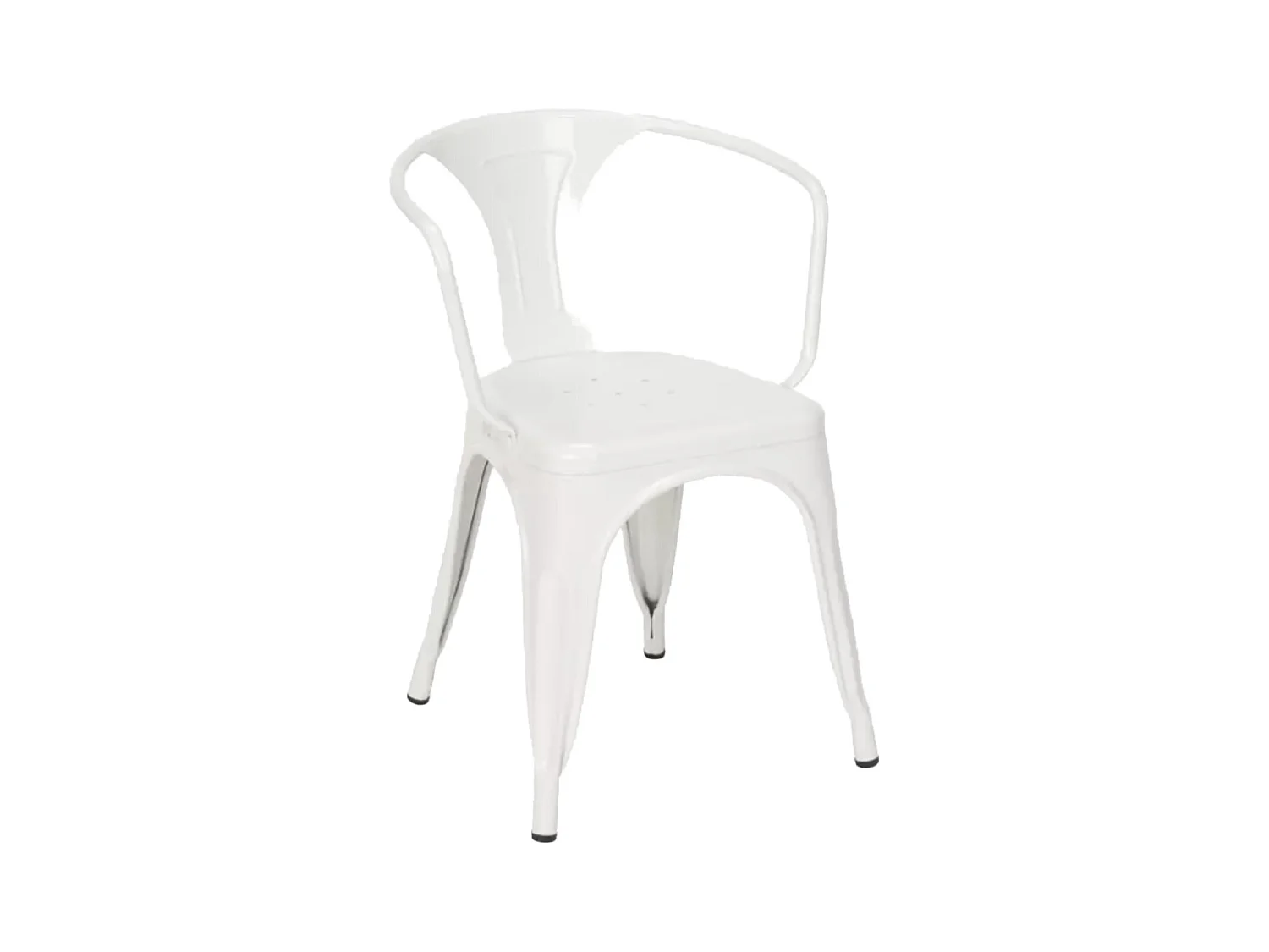 Chaise industrielle avec accoudoirs acier brillant Kuista-Couleur Blanc