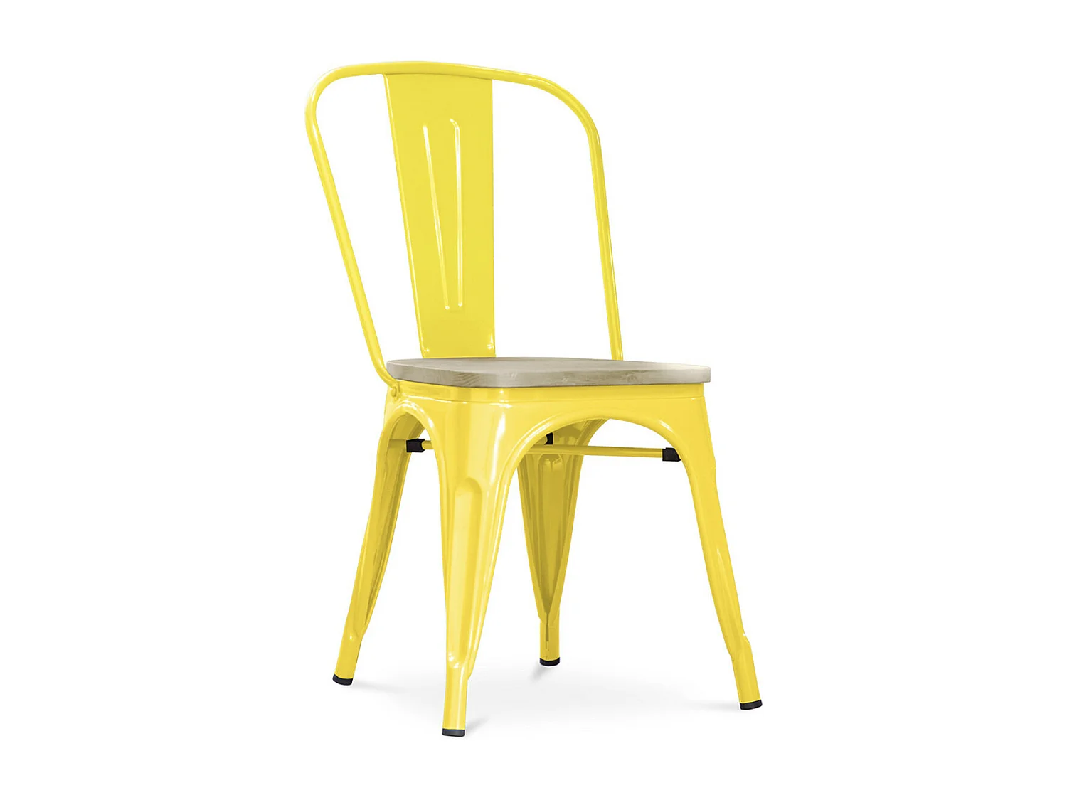 Silla industrial Kontoir marrón con asiento de pino macizo claro-Color Amarillo