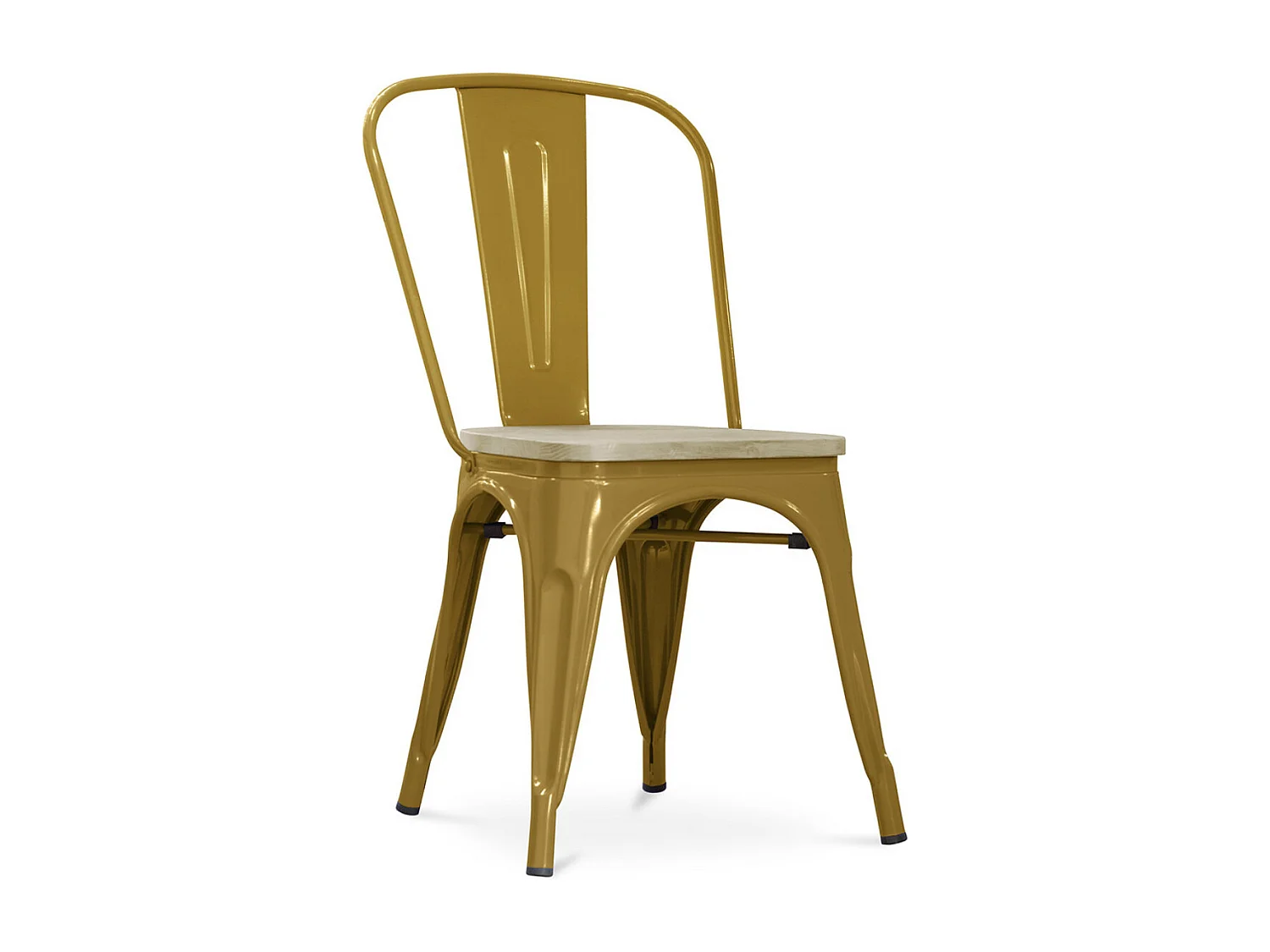 Silla industrial Kontoir marrón con asiento de pino macizo claro-Color Oro