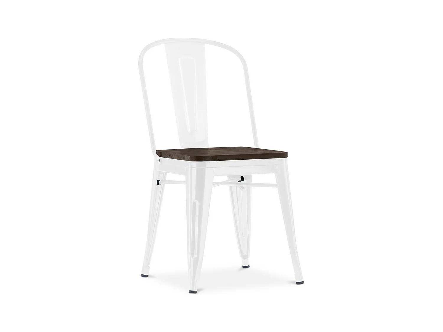 Chaise industrielle acier brillant et assise en bois massif marron Reko-Couleur Blanc