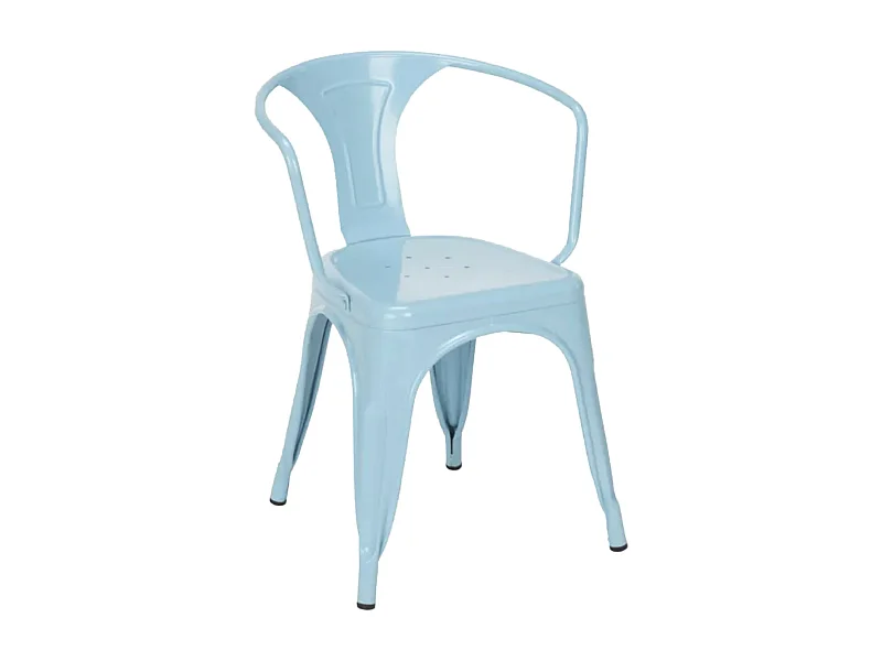 Chaise industrielle avec accoudoirs acier brillant Kuista-Couleur Bleu clair