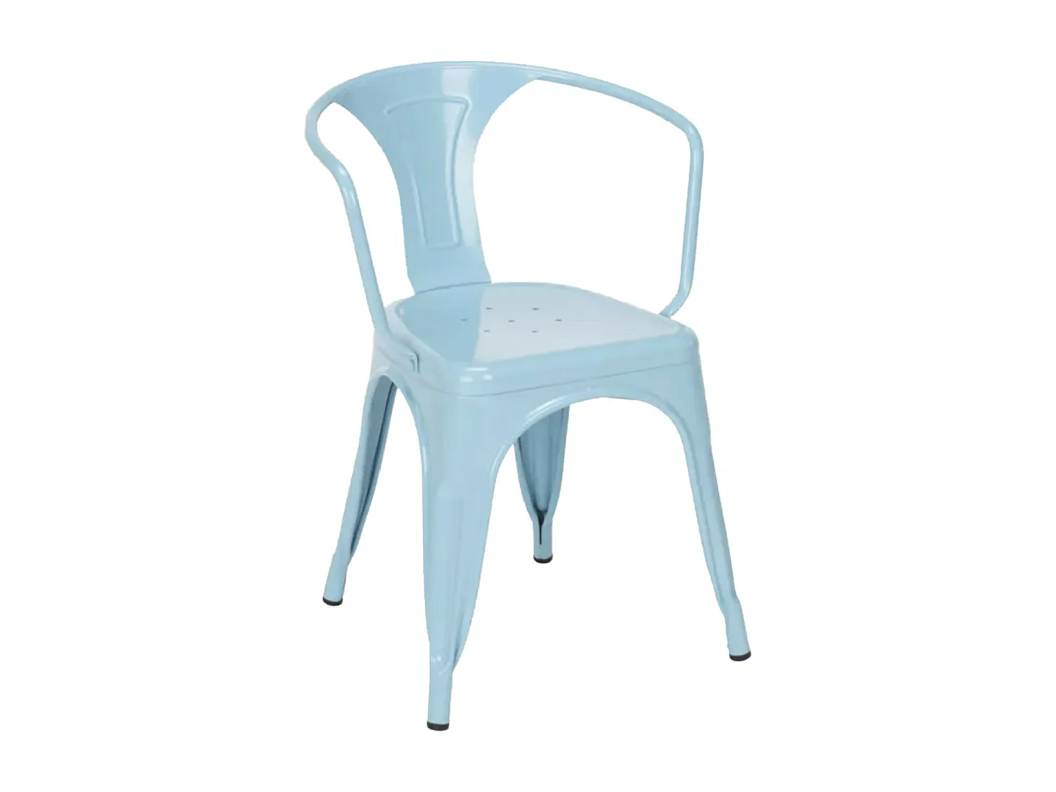 Chaise industrielle avec accoudoirs acier brillant Kuista-Couleur Bleu clair