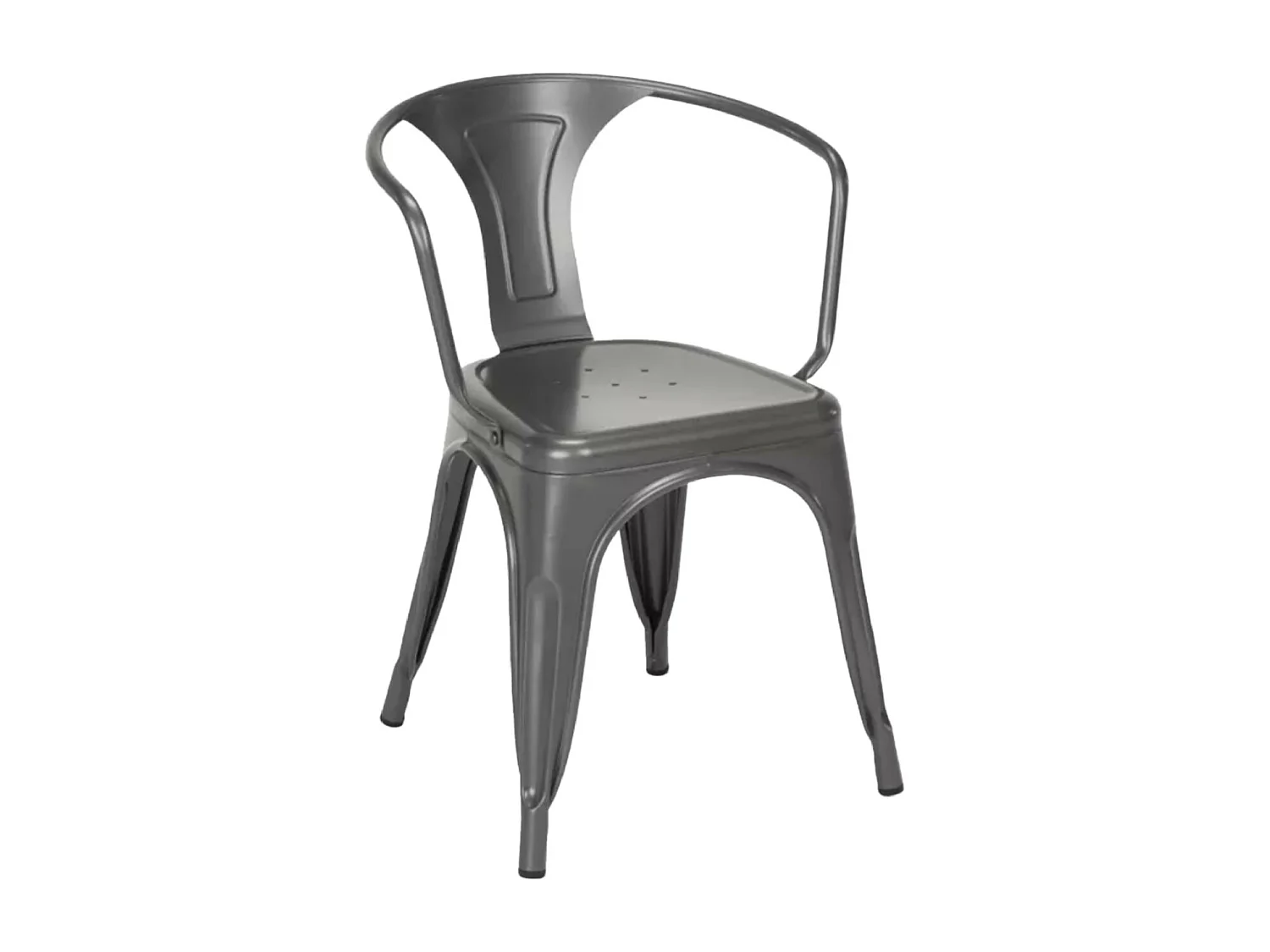 Chaise industrielle avec accoudoirs acier brillant Kuista-Couleur Bleu clair