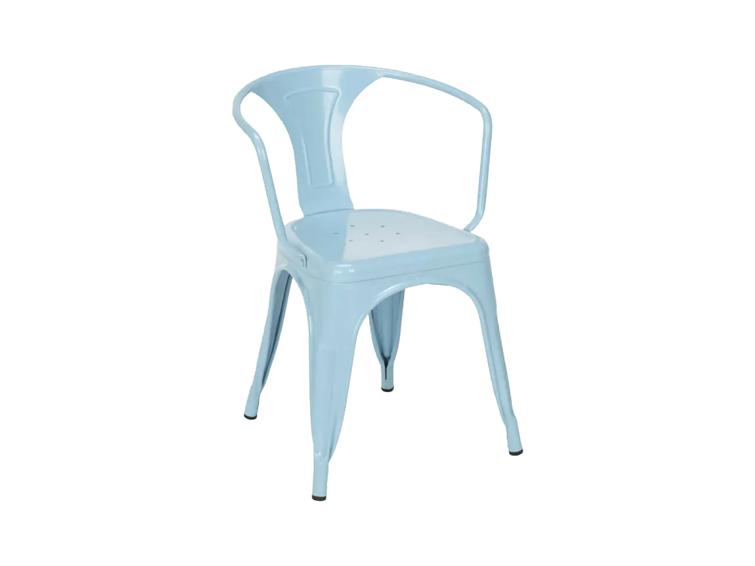Chaise industrielle avec accoudoirs acier brillant Kuista-Couleur Bleu clair