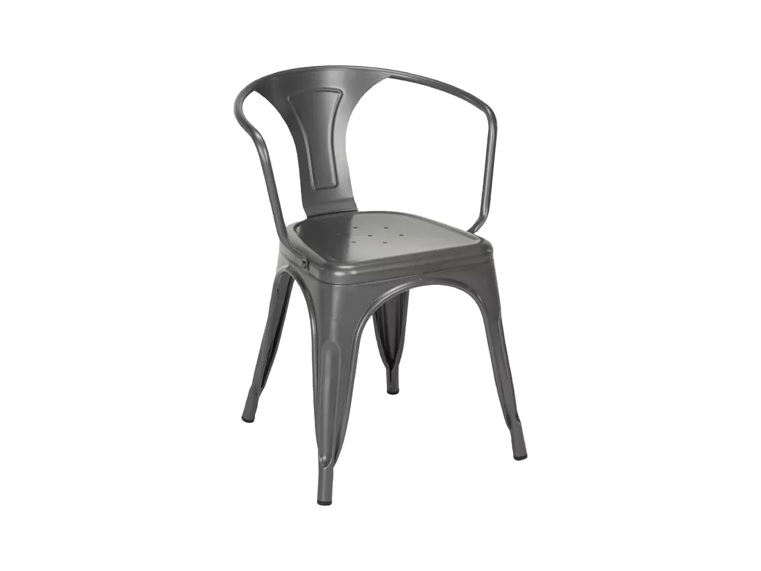 Chaise industrielle avec accoudoirs acier brillant Kuista-Couleur Gris foncé