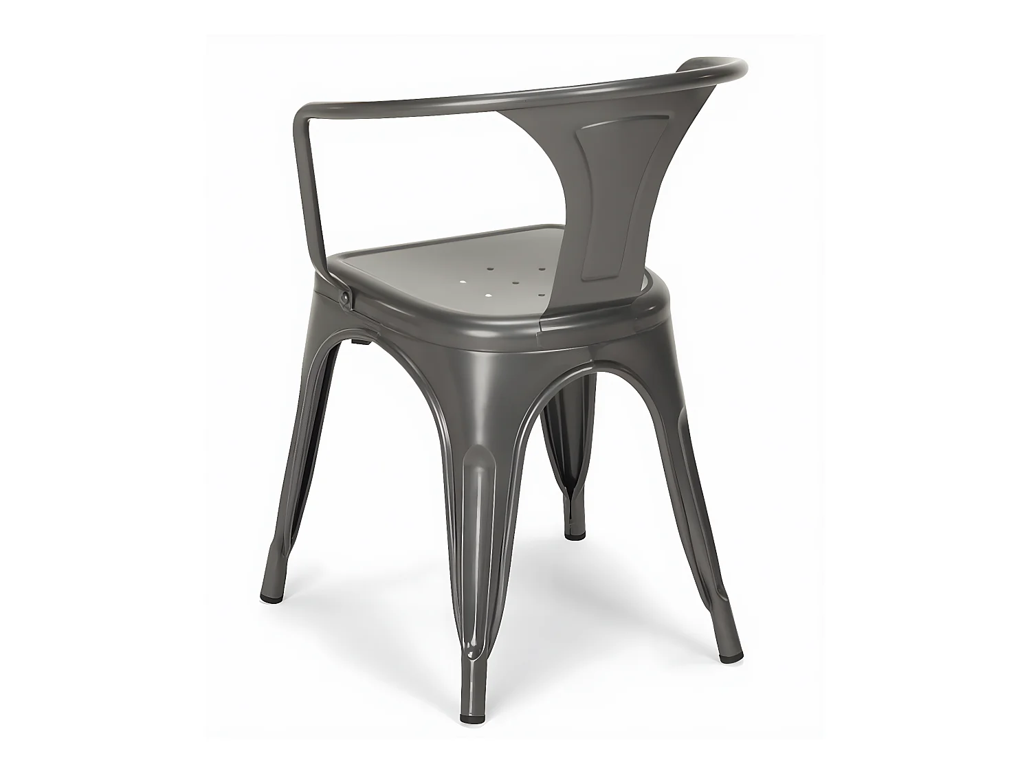 Industriële stoel met glanzend stalen armleuningen Kusta-Kleur Donkergrijs
