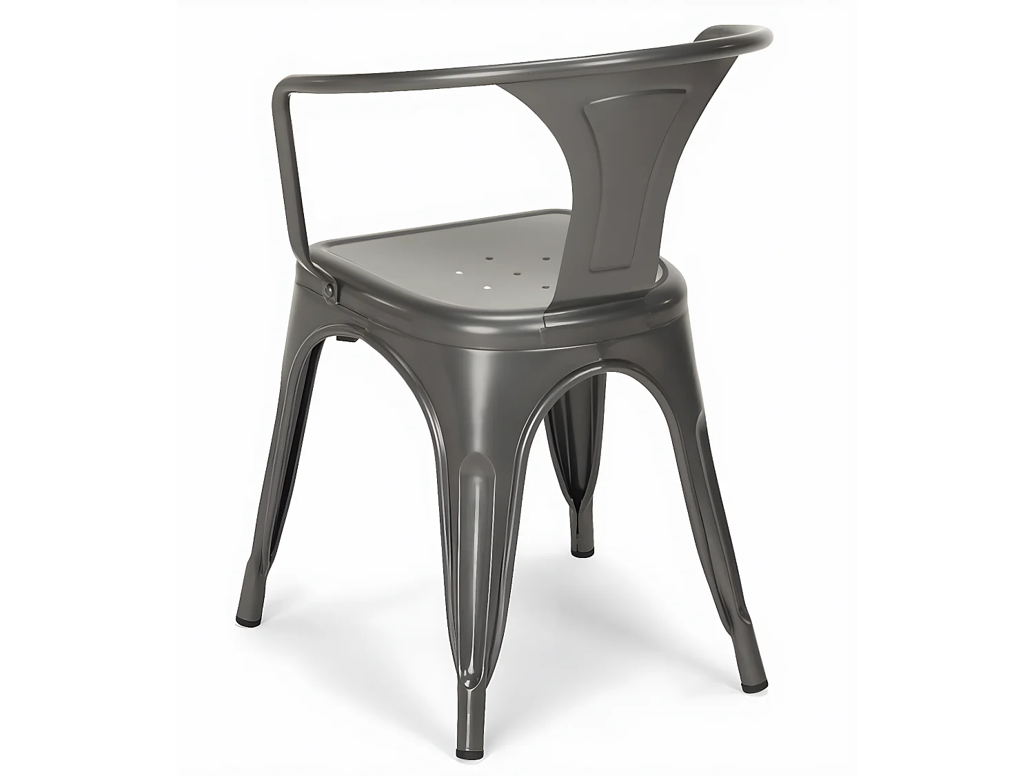 Chaise industrielle avec accoudoirs acier brillant Kuista-Couleur Gris foncé